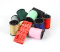 Spools of thread with a sewing needle Royalty Free Stock Photo