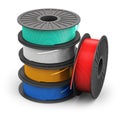Spools with color electric power cables Royalty Free Stock Photo