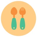 Spoon for baby cute icon in trendy flat style isolated on color background. Baby symbol for your design, logo, UI. Vector Royalty Free Stock Photo