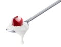 Spoon of cherry yogurt Royalty Free Stock Photo