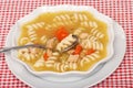 Spoon In Chicken Pasta Soup Royalty Free Stock Photo