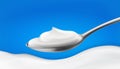 Spoon with Cream Concept of Teaspoon with Yoghurt,sauce, mayonnaise or Sour Cream.Realistic,3D.template, Graphic Simple