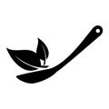 spoon cutlery with leafs isolated icon