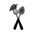 spoon cutlery with leafs isolated icon