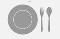 Spoon, dish and fork icon set. Kitchenware sign and symbol. Vector Royalty Free Stock Photo