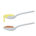 Spoon with food. Set Of elements of the kitchen and dining room Royalty Free Stock Photo