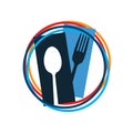 Spoon and Fork Abstract logo Vector Graphic food icon symbol for cooking business cafe or restaurant Royalty Free Stock Photo