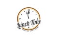 Spoon and Fork Clockwise Clock Time for Lunch Cafe Eatery Restaurant Food Logo Design Vector Royalty Free Stock Photo