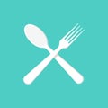 Spoon and fork crosswise flat icon. Kitchen appliances. Vector flat. Royalty Free Stock Photo