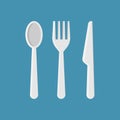 Spoon, fork, dinner knife flat design vector illustration