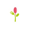 Spoon fork flower leaf natural food symbol vector Royalty Free Stock Photo