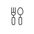 spoon and fork icon outline collection in black and on white background Royalty Free Stock Photo
