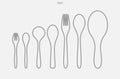 Spoon and fork icon set. Kitchenware sign and symbol. Royalty Free Stock Photo