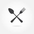 Spoon and fork icon. Vector illustration in flat style. Royalty Free Stock Photo