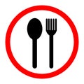 Spoon and fork Icon. Vector illustration. Food, dining, bar, cafe, hotel, eating concept. Sign Isolated on white background. Royalty Free Stock Photo