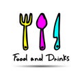 Spoon fork icon vector kitchen illustration restaurant food Royalty Free Stock Photo