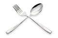 A spoon and fork isolated on a white background