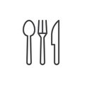 Spoon, fork, knife. Cutlery line icon Royalty Free Stock Photo