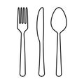 Spoon, fork and knife icon isolated on white background. Trendy tool design style Royalty Free Stock Photo