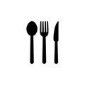 Spoon fork knife icon logo design black symbol isolated on white background. Vector EPS 10 Royalty Free Stock Photo