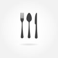 Spoon, fork and knife icon. Vector illustration in flat style. Royalty Free Stock Photo