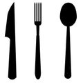 Spoon, fork and knife icon on white background. flat style. cutlery symbol. kitchen sign Royalty Free Stock Photo