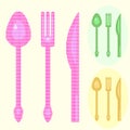 Spoon, fork and knife illustrations Royalty Free Stock Photo