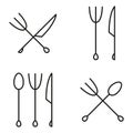 Spoon, fork and knife line icon set. Vector illustration Royalty Free Stock Photo