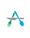 A spoon fork knife logo , restaurant logo vector Royalty Free Stock Photo