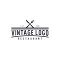 Spoon Fork Knife for Restaurant Bar Bistro Vintage Retro Logo design vector Royalty Free Stock Photo