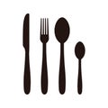 Spoon, fork, knife silhouette set. Vector illustration. Royalty Free Stock Photo