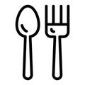 Spoon and fork line icon. Silverware vector illustration isolated on white. Utensil outline style design, designed for