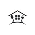 Spoon fork restaurant house logo vector