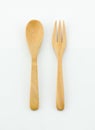 Spoon and fork wood isolated Royalty Free Stock Photo