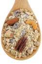 A spoon of Fruit, Nut, and Fiber Muesli Royalty Free Stock Photo