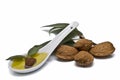 Spoon full of almond oil. Royalty Free Stock Photo