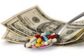 Spoon full of tablets Royalty Free Stock Photo