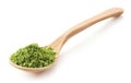 Spoon of green matcha tea powder Royalty Free Stock Photo