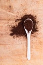Spoon of ground flavored coffee