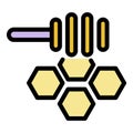 Spoon honey comb icon color outline vector Royalty Free Stock Photo