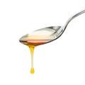 Spoon with honey drop Royalty Free Stock Photo