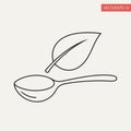 Spoon is horizontally oriented, with a round bowl and elongated Royalty Free Stock Photo