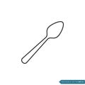 Line Art Style Black Color Spoon Icon Vector Template Illustration Design Royalty Free Stock Photo