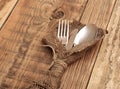 Spoon, knife and fork in rough old sacking Royalty Free Stock Photo