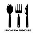 spoon and knife icon, black vector sign with editable strokes, concept illustration Royalty Free Stock Photo