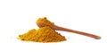 Spoon over the pile of curry powder Royalty Free Stock Photo