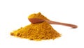 Spoon over the pile of curry powder Royalty Free Stock Photo