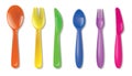 realistic plastic cutlery kids food. Royalty Free Stock Photo