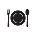 Spoon plate and fork icon vector kitchen utensil symbol for graphic design, logo, website, social media, mobile app, UI Royalty Free Stock Photo