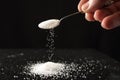 Sugar pouring spoon Royalty Free Stock Photo